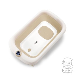 THAU TẮM GẤP GỌN CẢM BIỂN NHIỆT ĐỘ CHO BÉ KUKU PLUS KU1160 - MÀU BE