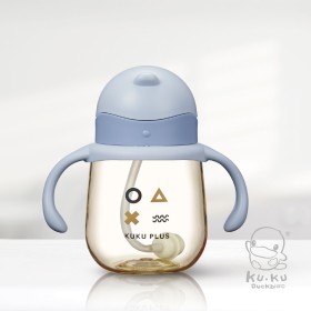 BÌNH NƯỚC KUKU PLUS NHỰA PPSU CAO CẤP CỔ RỘNG 360 ĐỘ CÓ VAN CHỐNG SẶC VÀ TAY CẦM CHO BÉ KU5887 -  210ML