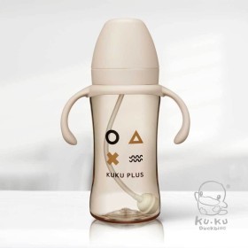 BÌNH SỮA KUKU PLUS NHỰA PPSU CAO CẤP CỔ RỘNG XOAY 360 ĐỘ CÓ VAN CHỐNG SẶC VÀ TAY CẦM, NÚM TI SILICONE SIÊU MỀM CHỐNG ĐẦY HƠI CHO BÉ KU5890 - 300ML