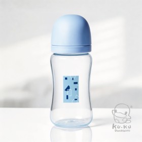 BÌNH SỮA NHỰA PP CAO CẤP CỔ RỘNG, NÚM TI SILICONE SIÊU MỀM CHỐNG ĐẦY HƠI CHO BÉ KUKU PLUS KU5937 - 300ML